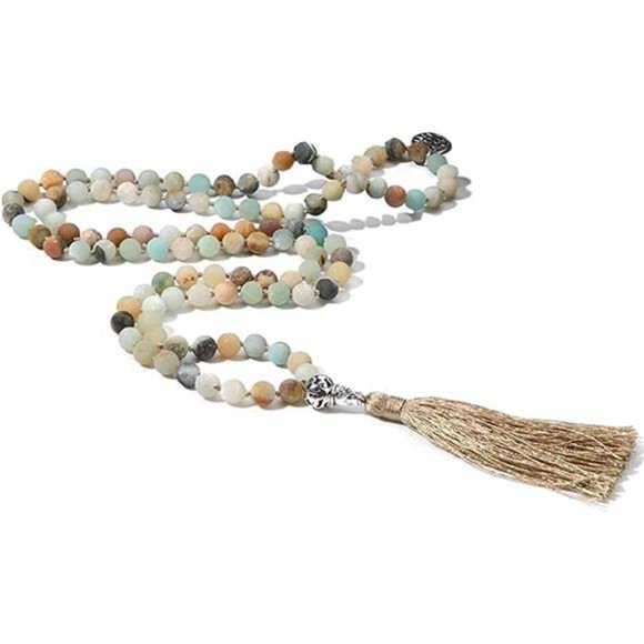 108 Mala Beads Necklace with Gem Stones & Tree of Life Pendant - Picture 5 of 5